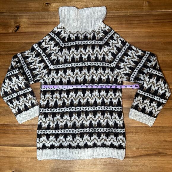 Vintage 70s Icelandic wool turtleneck sweater small brown Neutral Scandi - Picture 12 of 16